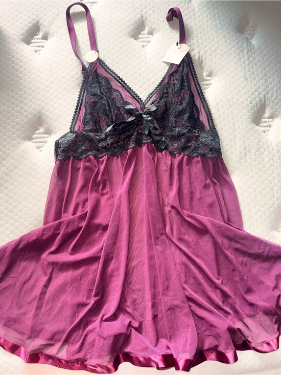 Spree Intimates Other - 68. Plum Lace-Trim Satin Chemise Nightdress